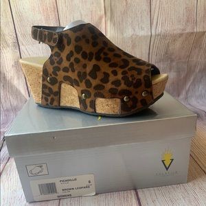Volatile , brown leopard wedges, Size 6, Brand New